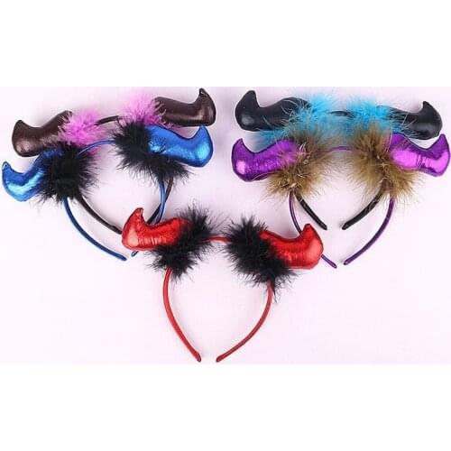 20pcs Horn Demon Hair Hoop Headband Halloween Costume Ball Hair Band Christmas Lovely Holiday Decoration Party Favors