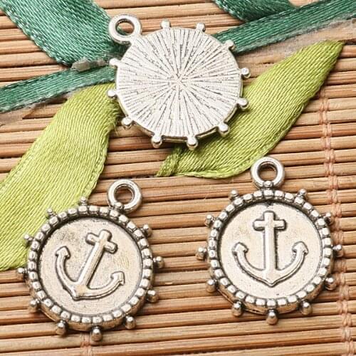 20pcs dark silver color anchor pattern design charms EF2832