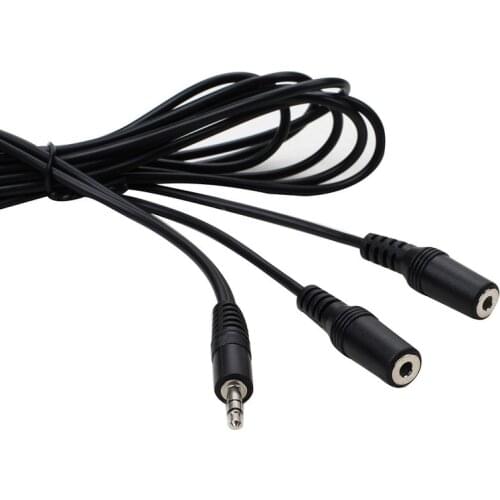 3.5mm Mic Headset Splitter Adapter Cable 1 TRRS Male To 2 TRS Female Audio AUX Studio Y Converter Cord