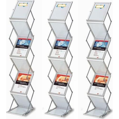 Wholesale 4 Sets A4 Show Display Stand Folding Literature Brochure Rack Exhibition Leaflet Holder Tool Book Case