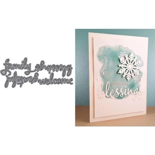 4pcs/Set Fancy Word Blessings Family Welcome Grateful Metal Cutting Dies for DIY Scrapbooking Album Embossing Paper Cards Crafts