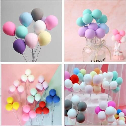 5pcs/set Colorful Clay Balloon Cake Topper Wedding Ball Cake Topper Flags Birthday Party Baby Shower Favor Dessert Decoration