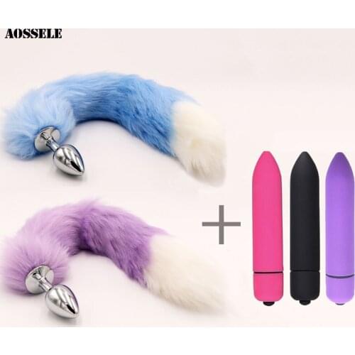Bullet Vibrator G Spot Clitoris Stimulator Stainless Stee Fox Tail Anal Plug Sex Toys For Women Big Anal Butt Plug Erotic Toys