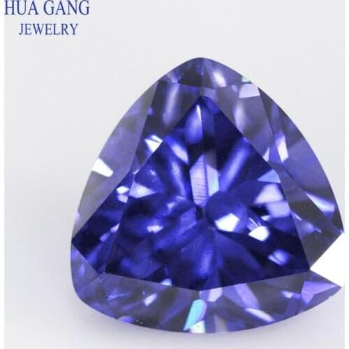 5A Tanzan Blue Trillion Shape Cubic Zirconia Brilliant Cut Loose CZ Stone Synthetic Gems Beads For Jewelry 3x3-12x12mm