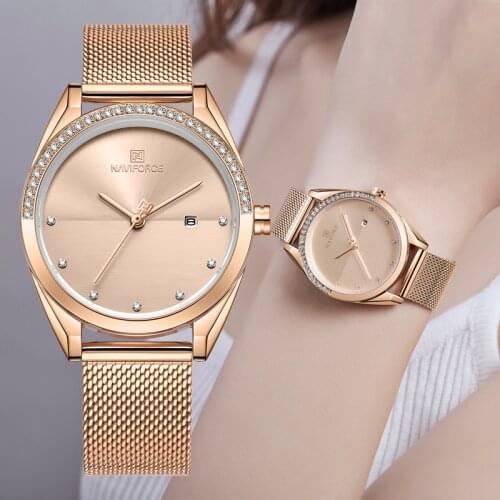 NAVIFORCE Women Quartz Watch Top Brand Womens Fashion Luxury Rose Gold Watches Ladies Simple Casual Waterproof Wrist Watches