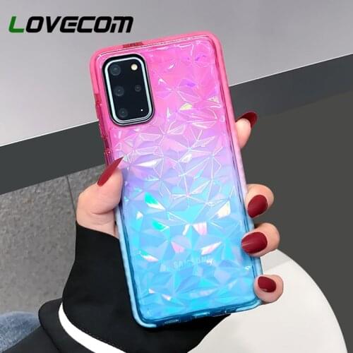 LOVECOM Diamond Crystal Phone Case For Samsung S21 S20 Ultra S10 Plus Note 20 A32 A42 A70 A21S Soft TPU Clear Gradient Cover