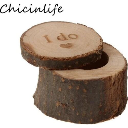 Chicinlife 1Pcs Rustic Wedding I Do Heart Wooden Ring Boxes Valentines Engagement Personalized Wedding Ring Bearer Box Supplies