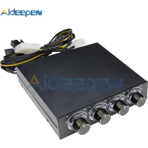 DC 6V-12V 3.5 inch STW-6002 4 Channel Speed Fan Controller With Blue LED Controller And CPU HDD VGA For PC Computer Fan