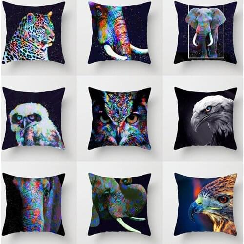 Dog rhino elephant owl tiger elephant Sofa Decorative Cotton Linen Cushion Cover Pillow Pillowcase 45*45 Throw Home Pillowcover