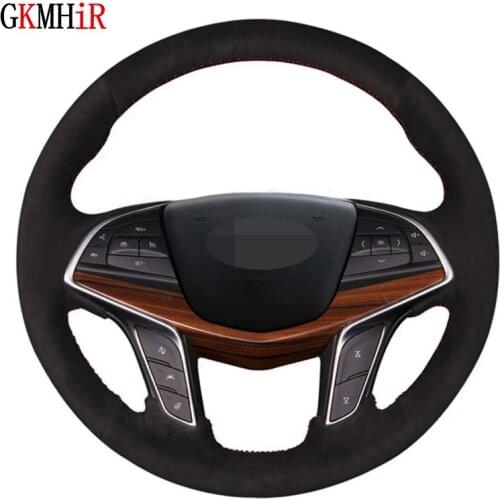 DIY Hand-stitched Soft Black Suede Car Steering Wheel Cover For Cadillac CT6 2015-2019 XT5 2015-2018 CT6 PLUG-IN 2017