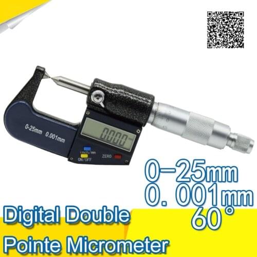 Free shipping LAN&M Electronic double pointed micrometer 0-25mm 0.001mm digital micrometer Digital double pointed micrometer