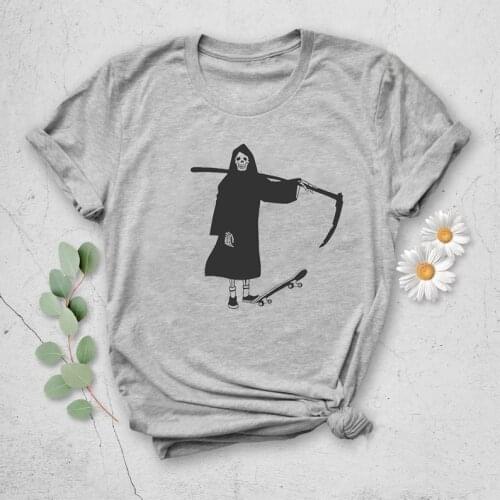 Death skateboard T-Shirt unisex graphic aesthetic vintage tumblr cotton horror Halloween women grunge camisetas top tee tshirt