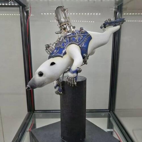 Finished ) Steampunk Animals Mechanical Model 3D Metal Assembled Crafts Ornaments Gift For Home Decor - Polar Bear