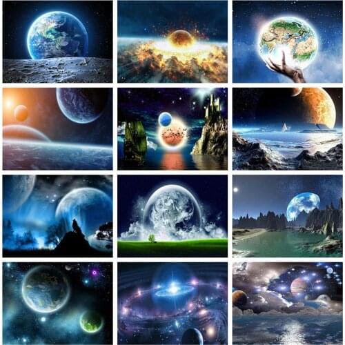 HUACAN 5D Diamond Art Kit Full Square Universe Diamond Embroidery Cross Stitch Landscape Rhinestone Picture