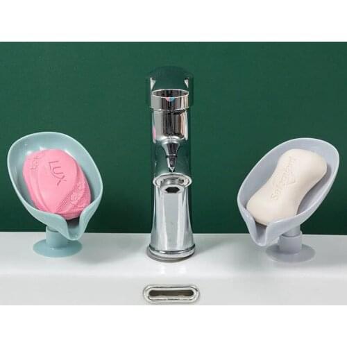 Leaf Shape Soap Box Drain Soap Holder Box Bathroom Shower Soap Holder sponge Storage Plate Tray Bathroom Supplies Bathroom Gadge
