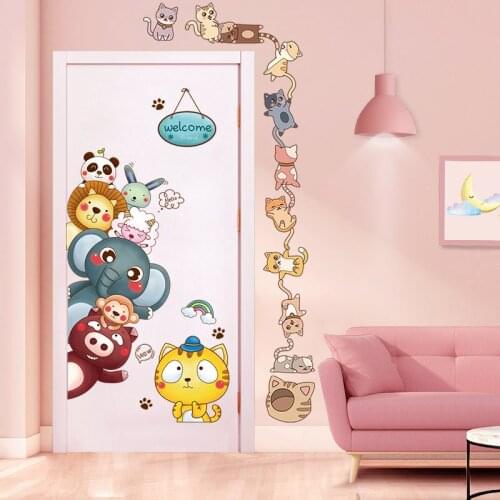Colorful Cats Wall Sticker DIY Animals Wall Decals for Kids Room Baby Bedroom Nursery Door Home Decoration Accessories