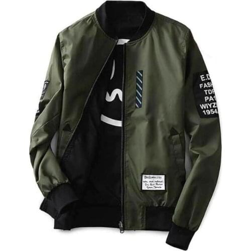 Bomber Jacket Men Pilot with Patches Green Both Side Wear Thin Pilot Bomber Jacket Men Wind Breaker Jacket Men