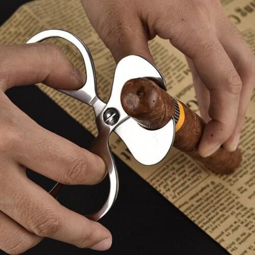 Metal Cigar Scissors Machine Portable Cutting Cigar Cutter Stainless Steel Cigar Accessories Blade