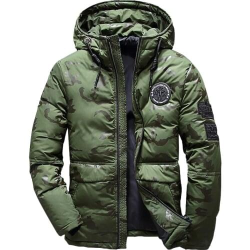 Mens Winter Warm White Duck Down Jackets Men Outwear Thick Snow Parkas Hooded Coat Male Casual Thermal Windproof Down Jacket