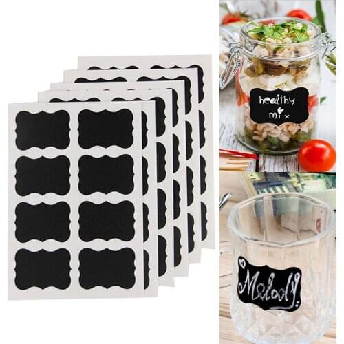 80Pcs/10sheet Chalkboard Lables Jar Bottle Stickers Home Kitchen Jars Blackboard Stickers Multi Size Chalkboard Labels Tag