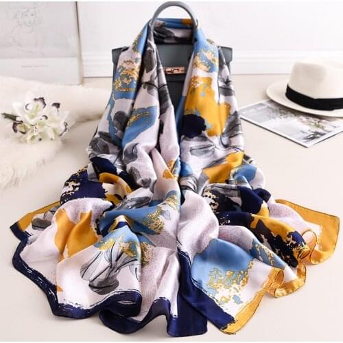 New Summer Popular Print Silk Scarves Luxury 180X90CM Beach Towel Lady Fashion Bandannas Winter Seaside Sunscreen Large Shawls