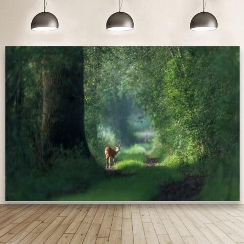 Deer In The Depths of The Forest Natural Backdrop Portrait Photography Studio Background Banner Props Home Wall Decorations