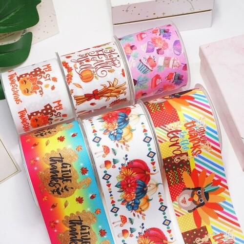 DIY Thanksgiving Day Printed Grosgrain Ribbon For Craft Supplies Sewing Accessories 5 Yards, Planar Resins Mold 10 Pieces. 45908