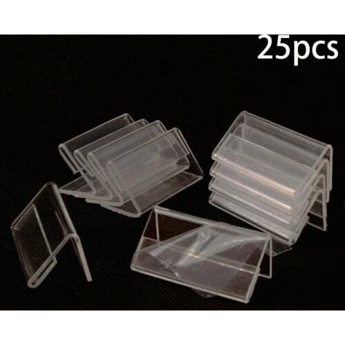 25pcs Tag Plate 6*4cm Acrylic L-shaped Price Tag Display Holder Rack Label Stands Tool For Sign Stands, Poster Racks