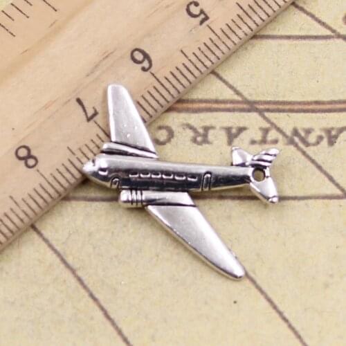 15pcs Charms Airplane Plane 25x31mm Antique Silver Color Pendants Making DIY Handmade Tibetan Finding Jewelry For Bracelet