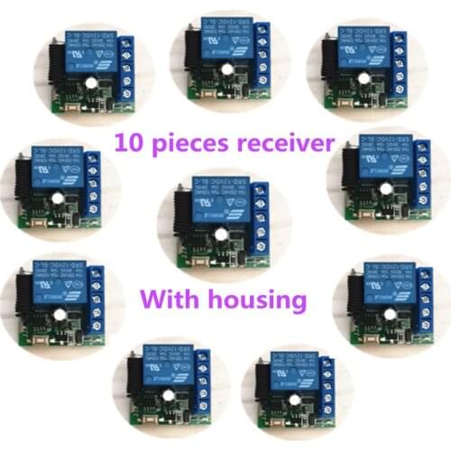 10 Peces of 433Mhz WirelessRremote Control Switch DC 12V 10A 1CH Remote Relay for Garage Doors, Lights,Curtains.AlarmSystem