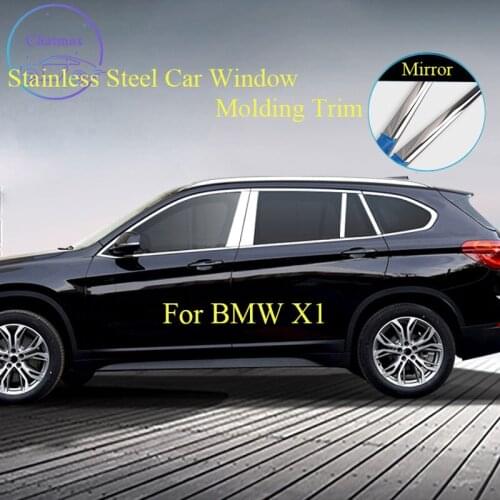 Stainless Steel Bar Car Window Molding Trim for BMW X1 2010-2015 2016-2020 Car Door Window Bright Strip Decoration Accessory