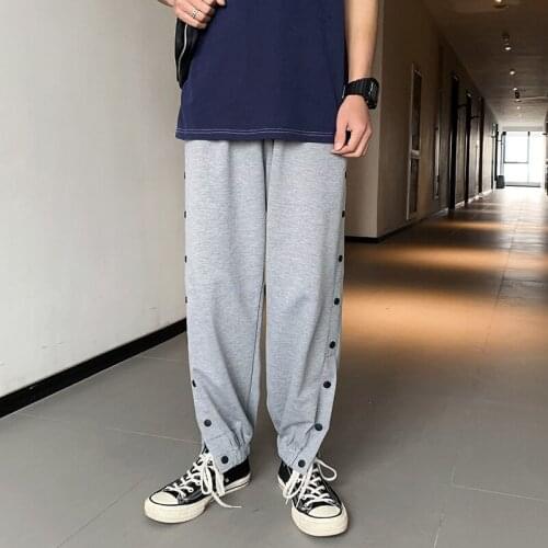 Sport Pants Loose Beam Feet Pants Joggers Casual Closing Feet Basketball Pants Men Side Buckle Streetwear pantalon Men Clothing