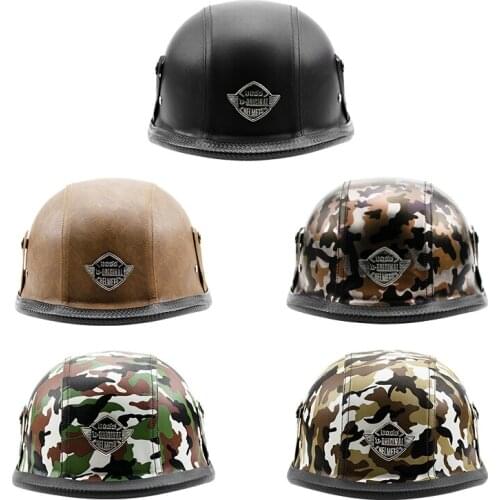 57-61cm Motorcycle Helmet vintage Half Face Helmet Retro German Chopper Cruiser Matte Black helmets Motorbike camouflage