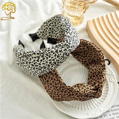 2021 New Leopard Print Wide Version Edge Pressing Headband Womens Bandeau Package Cross Headband Head Accessories