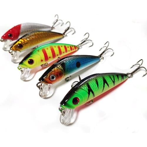 1PCS Fishing Lure 7cm 8.5g Hard Plastic Minnow Plastic Artificial bait 3D Eyes Crankbait Lifelike Bait With two 6# Hooks Fish