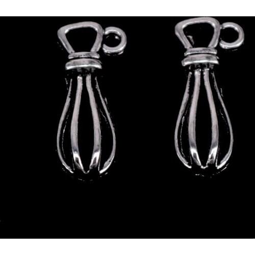 10pcs Charms Eggbeater 8X24mm Antique Bronze Silver Color Pendants Making DIY Handmade Tibetan Bronze Jewelry