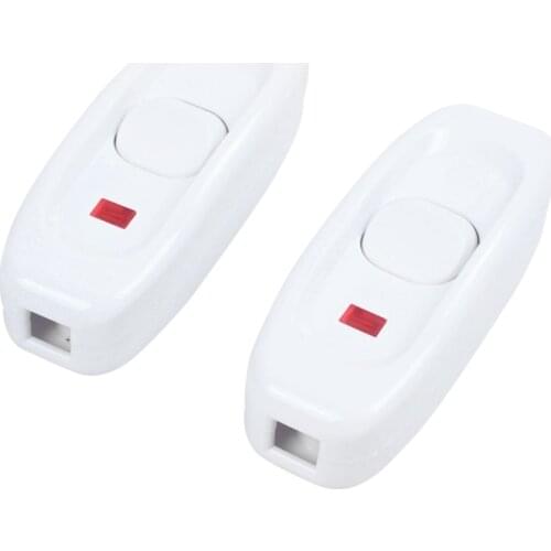 2pcs AC 250V 10A ON/OFF Button Electric Control In Line Switch White