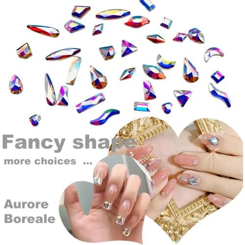 20 Pcs Nail Shape Rhinestones Drop Rectangle Heart Colorful Charm Rhinestone Crystal For DIY Craft
