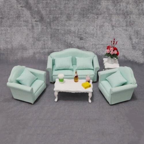 3Pcs/Set 1/12 Doll House Cloth Double Single Sofa Chair Micro Living Room Decor Accessories Kids Toys