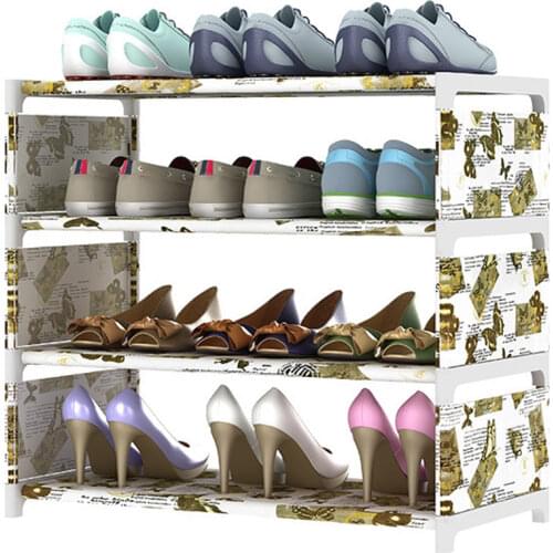 4 Tiers Storage Shoe Rack Hallway Shoe Organizer Cabinet DIY Shelf DO