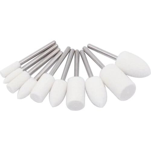 5PCS Polishing Buffing Wheels Wool Felt Mandrel Grinding Bits Grinder Head Rotary Tool Accessories Drill Tools Attachment