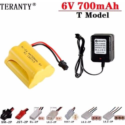 6v 700mAh Battery + 6v Charger For RC Cars Robots Tanks Truck Gun Boats 6v NiCD Battery Aa 700mah 6v Rechargeable Battery Pack
