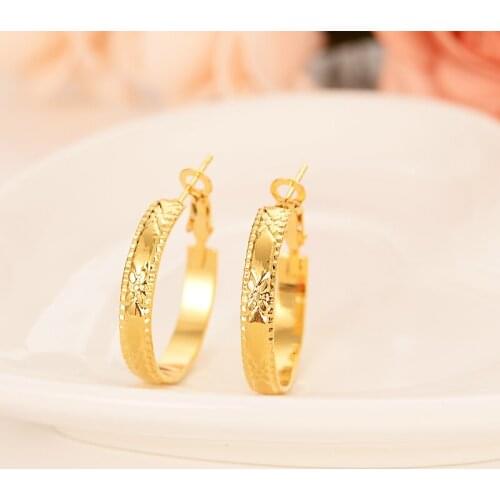 Africa Girls big Round Circles Huggies Hoop Earrings Gold Color Jewellery Aros women jewelry african girls earring best gift