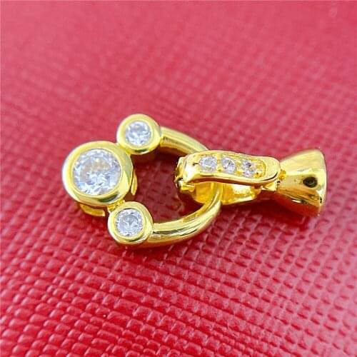 Free Shipping 18k Real Gold Plated Pearl Bracelet Clasp Beads High Quality for DIY Jewelry Making Fastening Findings Accessories