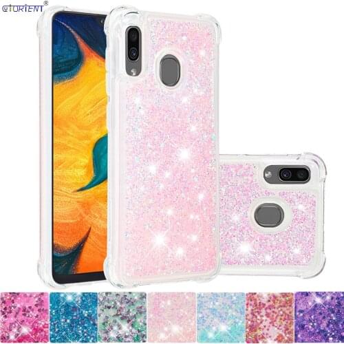 For Samsung Galaxy A20 A30 Wide4 Bling Glitter Bumper Case SM-A205FN/DS SM-A305FN/DS Cute Liquid Soft Cover Wide 4 SM A205FN/DS