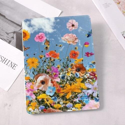 For iPad Case Flowers and Butterflies For iPad 10.9 inch Air 4 2020 5th 6th 10.2 inch 8th Generation 12.9 inch 2018 2021 Mini 5