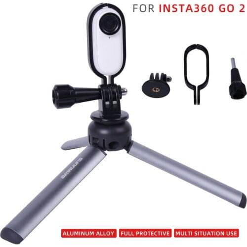 For Insta360 GO 2 Aluminum Alloy Protective Frame Adjustable Mount Bracket with 1/4 Adapter for Tripod Car Suction Cup Tripod