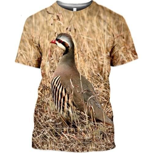 3D Print Harajuku T-Shirt Summer Animal Hunting Partridge Bird Fashion Casual Mens tshirt Chukar Short sleeve Streetwear Unise