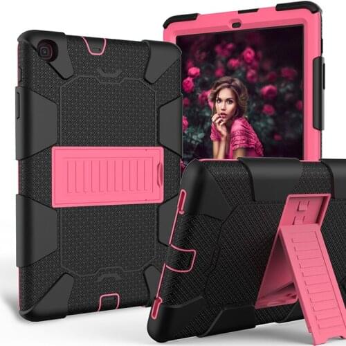 Hybrid Case Three Layers Protection Shockproof Silicone Cover with Kickstand for Samsung Galaxy Tab A 10.1 2019 T510 T515+Pen