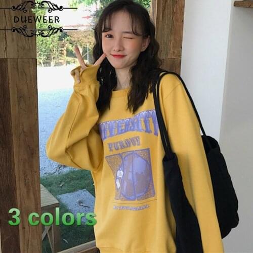 Women Hoodies Winter Loose 2XL New Korean BF Harajuku Style Chic O-neck Plus Velvet Thickening Printed Daily Student Ulzzang Ins
